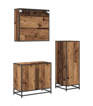 vidaXL Bathroom Furniture Set 3 pcs Old Wood Engineered Wood