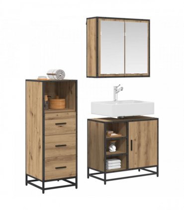 vidaXL Bathroom Furniture Set 3 pcs Artisan Oak Engineered Wood