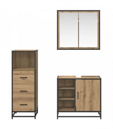 vidaXL Bathroom Furniture Set 3 pcs Artisan Oak Engineered Wood