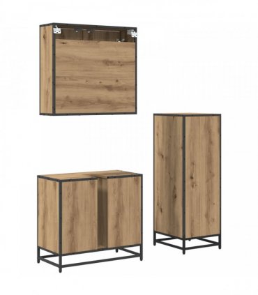 vidaXL Bathroom Furniture Set 3 pcs Artisan Oak Engineered Wood