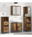 vidaXL Bathroom Furniture Set 4 pcs Old Wood Engineered Wood