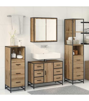 vidaXL Bathroom Furniture Set 3 pcs Artisan Oak Engineered Wood