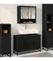 vidaXL Bathroom Furniture Set 2 pcs Black Oak Engineered Wood