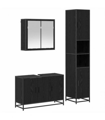 vidaXL Bathroom Furniture Set 3 pcs Black Oak 90 x 33 x 60 cm