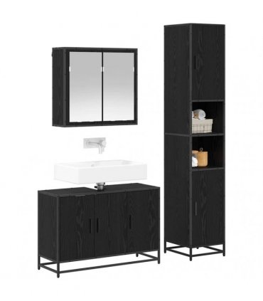 vidaXL Bathroom Furniture Set 3 pcs Black Oak 90 x 33 x 60 cm
