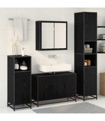 vidaXL Bathroom Furniture Set 3 pcs Black Oak 90 x 33 x 60 cm