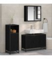 vidaXL Bathroom Furniture Set 3 pcs Black Oak Engineered Wood