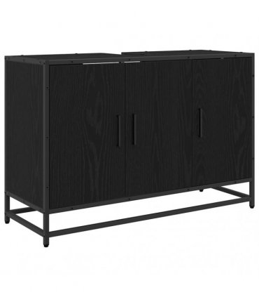 vidaXL Bathroom Furniture Set 3 pcs Black Oak Engineered Wood