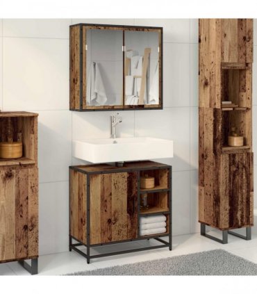 vidaXL Bathroom Furniture Set 2 pcs Old Wood Engineered Wood