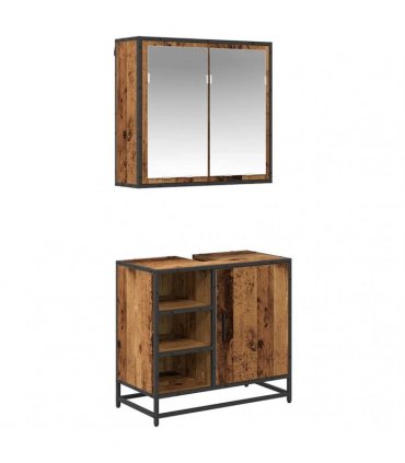 vidaXL Bathroom Furniture Set 2 pcs Old Wood Engineered Wood