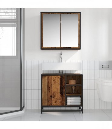 vidaXL Bathroom Furniture Set 2 pcs Old Wood Engineered Wood