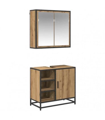 vidaXL Bathroom Furniture Set 2 pcs Artisan Oak Engineered Wood
