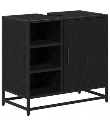 vidaXL Bathroom Furniture Set 2 pcs Black Oak Engineered Wood