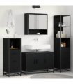 vidaXL Bathroom Furniture Set 3 pcs Black Oak Engineered Wood
