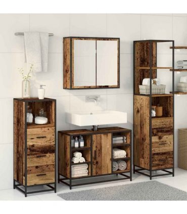 vidaXL Bathroom Furniture Set 3 pcs Old Wood Engineered Wood