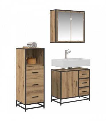 vidaXL Bathroom Furniture Set 3 pcs Artisan Oak Engineered Wood