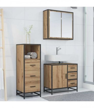 vidaXL Bathroom Furniture Set 3 pcs Artisan Oak Engineered Wood