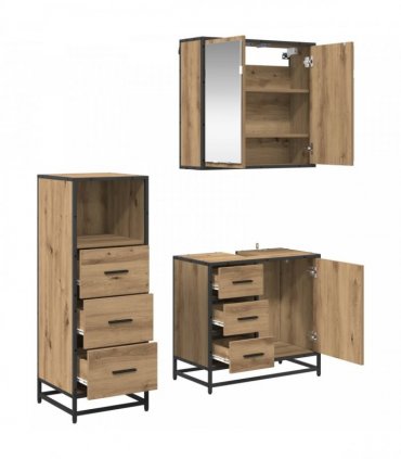 vidaXL Bathroom Furniture Set 3 pcs Artisan Oak Engineered Wood