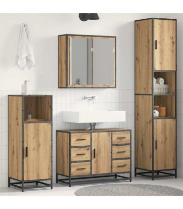 vidaXL Bathroom Furniture Set 3 pcs Artisan Oak 80 x 33 x 60 cm