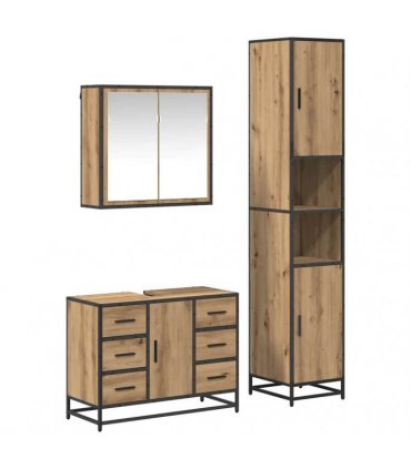 vidaXL Bathroom Furniture Set 3 pcs Artisan Oak 80 x 33 x 60 cm