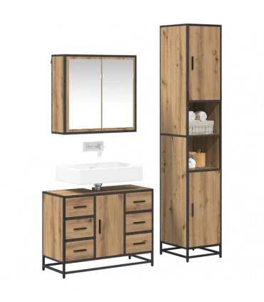 vidaXL Bathroom Furniture Set 3 pcs Artisan Oak 80 x 33 x 60 cm