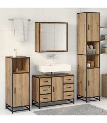 vidaXL Bathroom Furniture Set 3 pcs Artisan Oak 80 x 33 x 60 cm