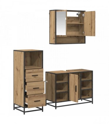 vidaXL Bathroom Furniture Set 3 pcs Artisan Oak Engineered Wood