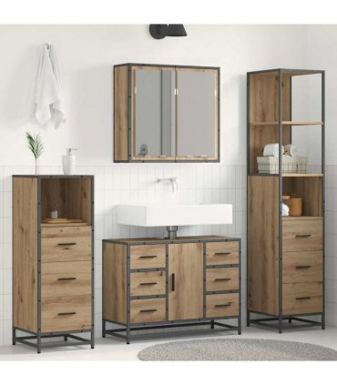 vidaXL Bathroom Furniture Set 4 pcs Artisan Oak Engineered Wood