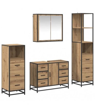 vidaXL Bathroom Furniture Set 4 pcs Artisan Oak Engineered Wood