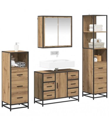 vidaXL Bathroom Furniture Set 4 pcs Artisan Oak Engineered Wood