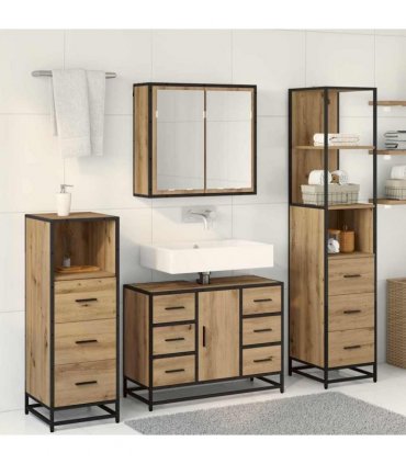 vidaXL Bathroom Furniture Set 4 pcs Artisan Oak Engineered Wood