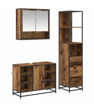 vidaXL Bathroom Furniture Set 3 pcs Old Wood Engineered Wood