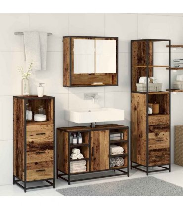 vidaXL Bathroom Furniture Set 3 pcs Old Wood Engineered Wood