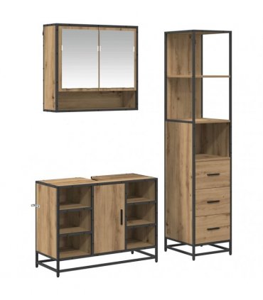 vidaXL Bathroom Furniture Set 3 pcs Artisan Oak Engineered Wood