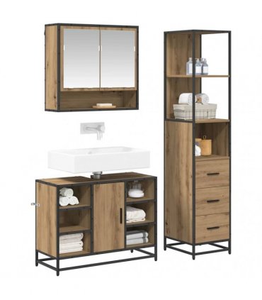 vidaXL Bathroom Furniture Set 3 pcs Artisan Oak Engineered Wood