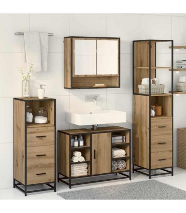 vidaXL Bathroom Furniture Set 3 pcs Artisan Oak Engineered Wood