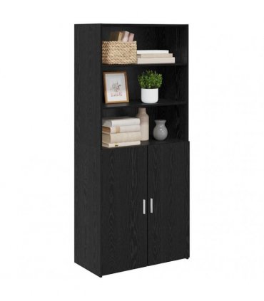 vidaXL Highboard Black Oak 80 x 42.5 x 185 cm Engineered Wood