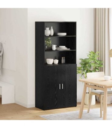 vidaXL Highboard Black Oak 80 x 42.5 x 185 cm Engineered Wood