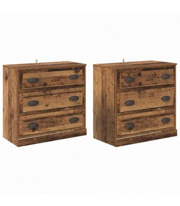 vidaXL Sideboards 2 pcs Old Wood 70 x 35.5 x 67.5 cm Engineered Wood