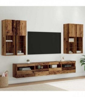 vidaXL TV Wall Cabinet Set with LED Lights 7 pcs 100 x 30 x 40 cm