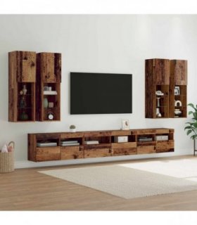 vidaXL TV Wall Cabinet Set 7 pcs 100 x 30 x 40 cm Old Wood