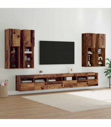 vidaXL TV Wall Cabinet Set 7 pcs 100 x 30 x 40 cm Old Wood