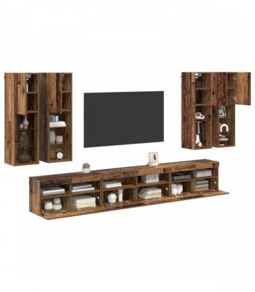 vidaXL TV Wall Cabinet Set 7 pcs 100 x 30 x 40 cm Old Wood