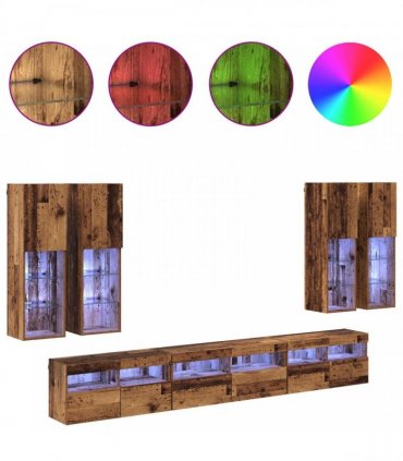 vidaXL TV Wall Cabinet Set 7 pcs 100 x 30 x 40 cm Old Wood