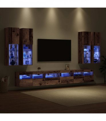 vidaXL TV Wall Cabinet Set 7 pcs 100 x 30 x 40 cm Old Wood