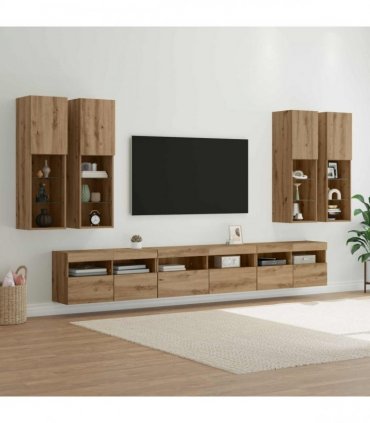 vidaXL TV Wall Cabinet Set 7 pcs 100 x 30 x 40 cm Artisan Oak