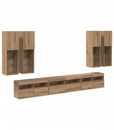 vidaXL TV Wall Cabinet Set 7 pcs 100 x 30 x 40 cm Artisan Oak
