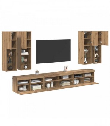 vidaXL TV Wall Cabinet Set 7 pcs 100 x 30 x 40 cm Artisan Oak