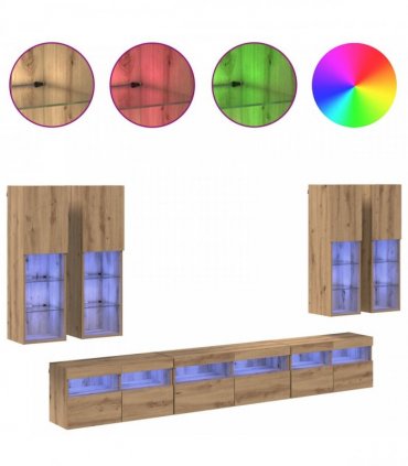 vidaXL TV Wall Cabinet Set 7 pcs 100 x 30 x 40 cm Artisan Oak