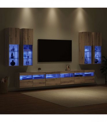 vidaXL TV Wall Cabinet Set 7 pcs 100 x 30 x 40 cm Artisan Oak